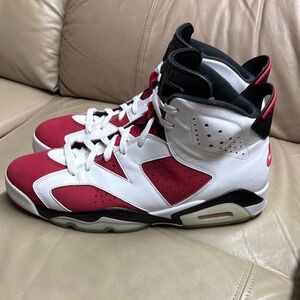 Nike Air Jordan 6 Retro Carmine Red, White, and Black Size 12